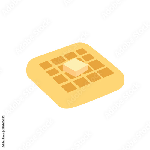Belgian waffle food butter maple syrup delicious breakfast emoji symbol sign icon vector illustration isolated flat