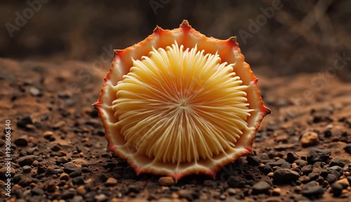 Unusual Orange Fungi Growth on Dry Earth