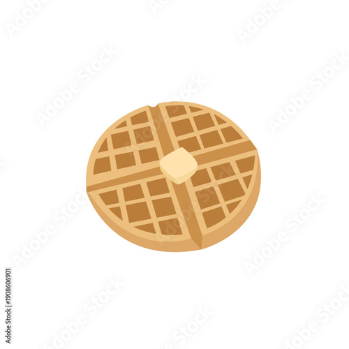 Belgian waffle food butter maple syrup delicious breakfast emoji symbol sign icon vector illustration isolated flat