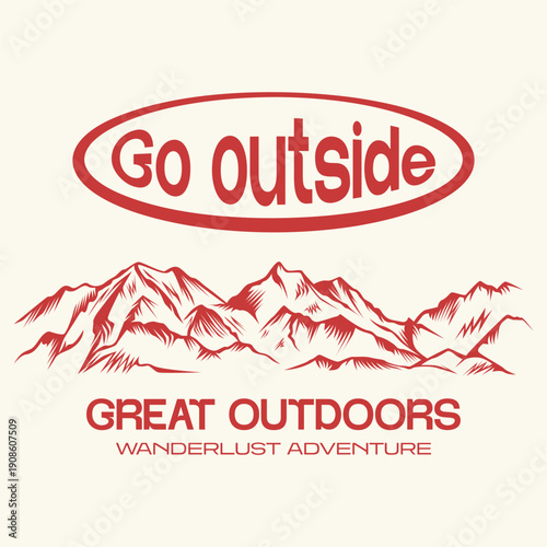 Mountain adventure vintage artwork. great outdoors. Explore more print design. Outdoor at the Mountain retro print design for t-shirt. National park graphic artwork for sticker, poster, background.