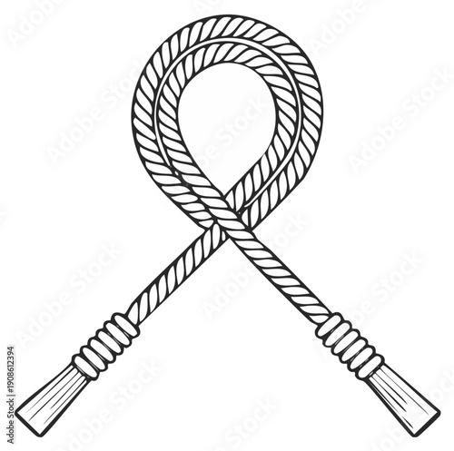 Lasso Rope, Vector Illustration of a Traditional Knot for Ranching, Ranchers, Cattle Herding and Rodeo Events