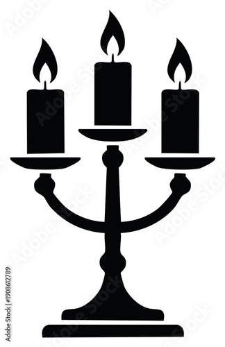 Silhouette illustration of a candlestick with three burning candles