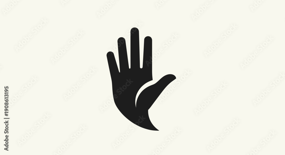 Obraz premium Black hand silhouette on cream background