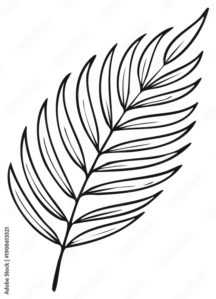 Obraz premium Black and white leaf outline illustration