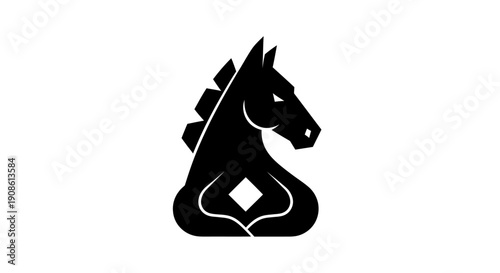 Black horse chess piece illustration