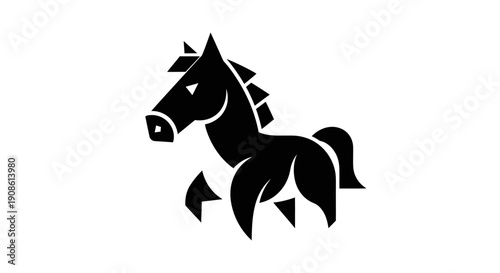 Black horse silhouette on white background