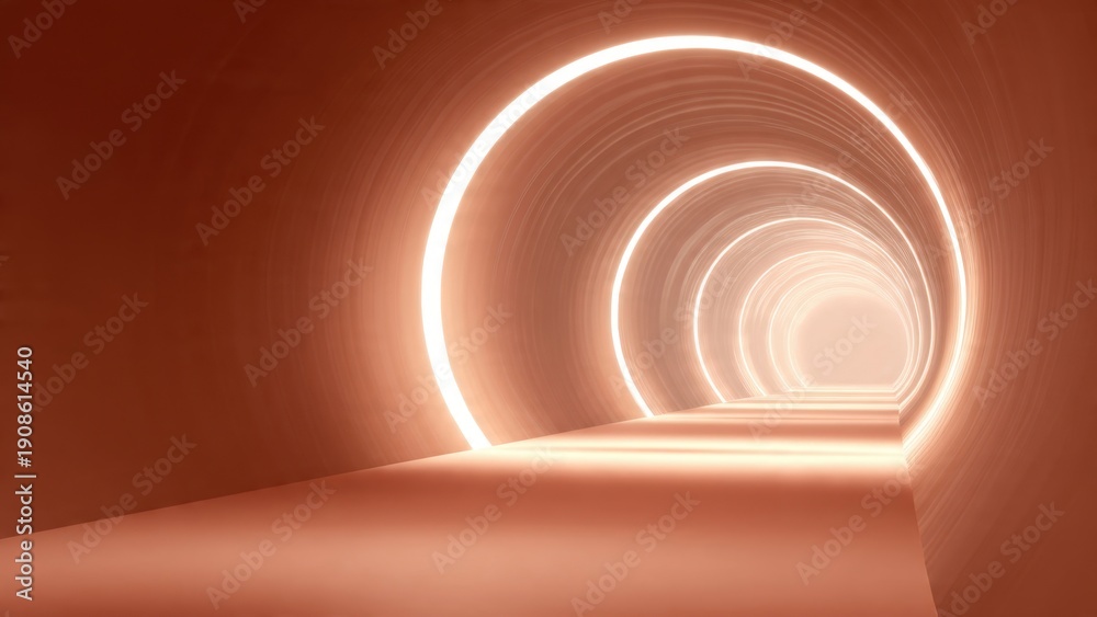 Obraz premium Futuristic Tunnel with Glowing Rings