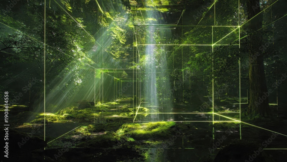 Obraz premium Geometric Art in a Lush Forest