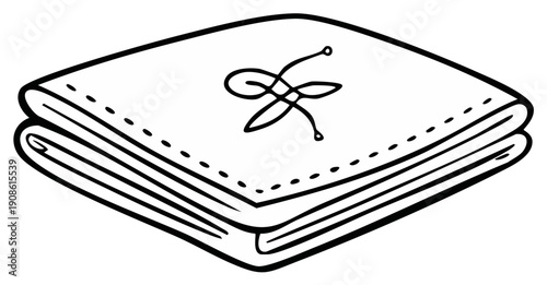 Folded Stack of Handkerchiefs with Decorative Embroidery. Classic linen style.