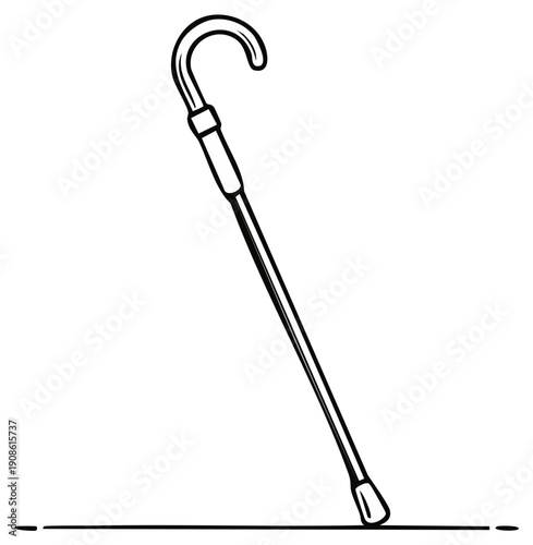 Illustrated walking stick sketch isolated on white background