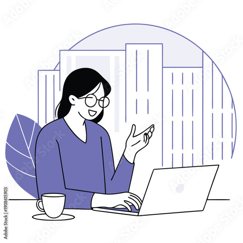 business woman working on laptop