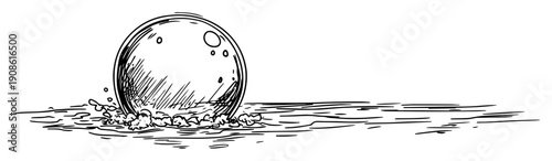sphere splashing into water surface