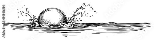 round object hitting water with splash