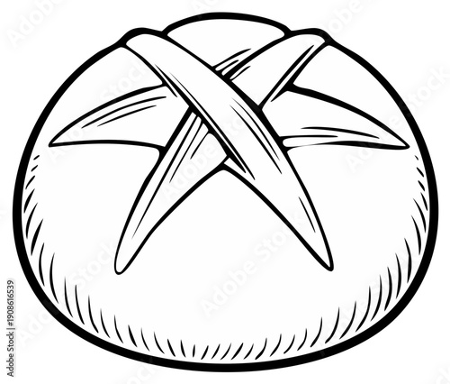 Freshly Baked Artisan Bread Loaf Illustrated