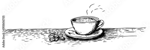 coffee cup with beans on table