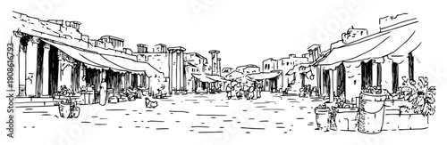 ancient roman street with colonnades