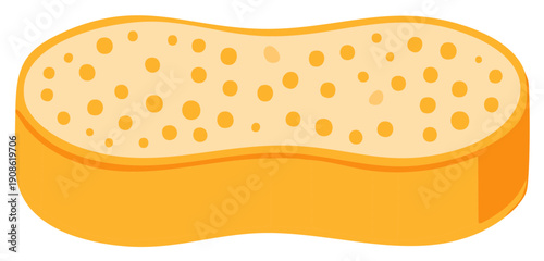 Vibrant orange kitchen or bathroom cleaning sponge with textured surface vector graphic