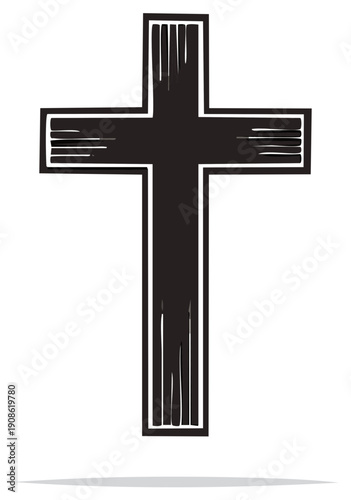 Simple Christian Cross Silhouette Graphic with Textured Detail