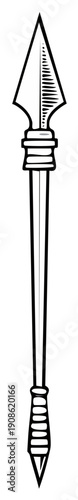 Monochrome vector illustration of a medieval spear with sharp head