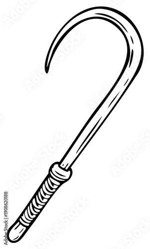 Simple Black and White Sickle Vector Illustration Design Farming Tool