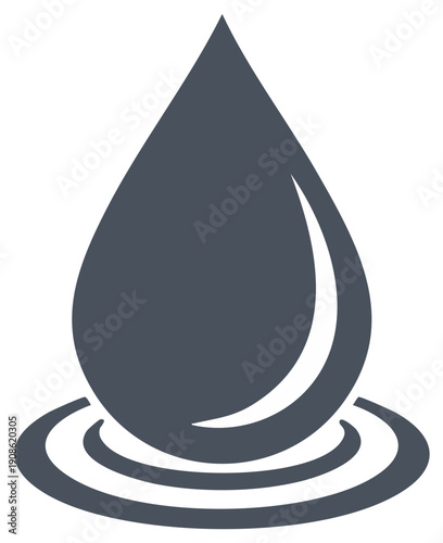 Stylized water drop icon with ripples, representing purity, hydration, nature, and liquid essentials