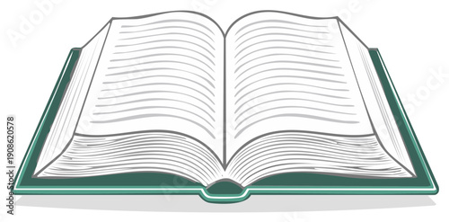 Simple vector illustration of an open green hardcover book with blank pages