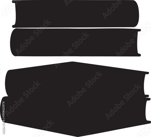 Two black hardcover books stacked and placed on top of each other