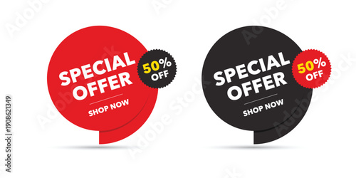 Price Tag & Special Offer Sale Banner Vector 50% OFF. Grab attention instantly with this Price Tag and Special Offer Sale Banner Vector, featuring a bold “50% OFF” promotion.