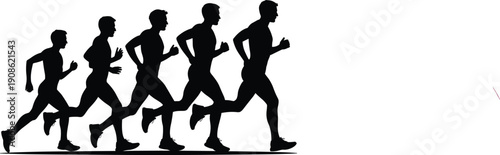 Group Runners Silhouette Running Team Marathon Sport Fitness Vector