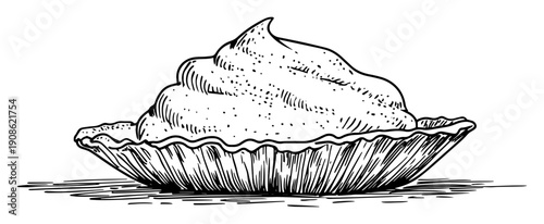 hand drawn cream pie sketch illustration