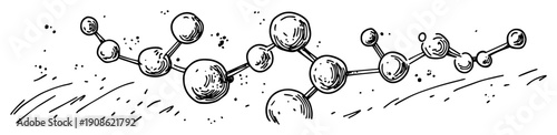 hand drawn molecule structure sketch illustration