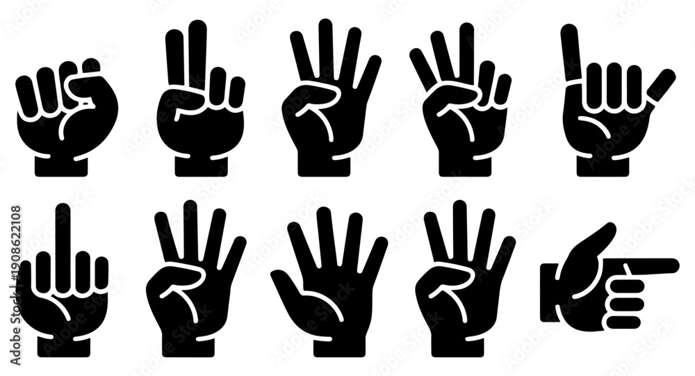 Obraz premium finger counting hand gesture icons