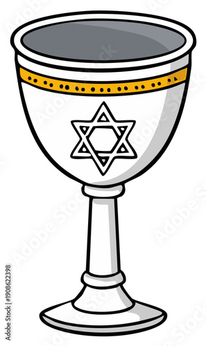 Jewish Kiddush Cup Star of David Symbol Traditional Ceremony Illustration