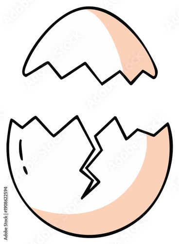 Cracked Eggshell with Delicate Shadow and Soft Peach Hue, symbolizing new beginnings and fragility