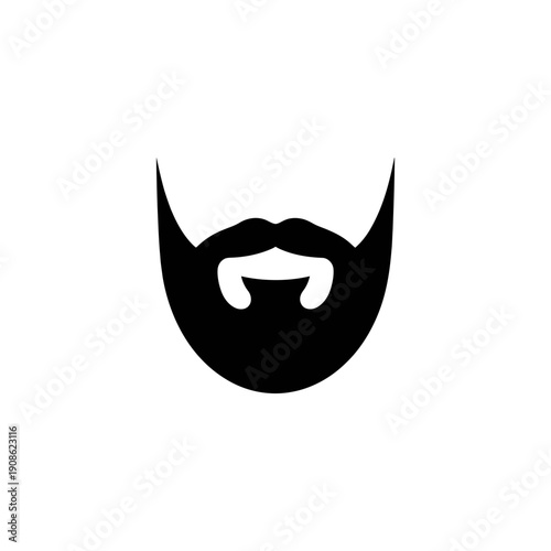 A minimalist vector graphic illustration of a beard and mustache silhouette