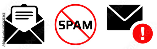 spam mailbox warning icon set