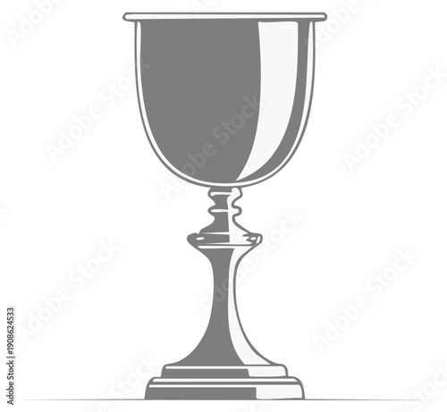 Elegant Silver Chalice Illustration: Medieval Religious Goblet Sketch Drawing