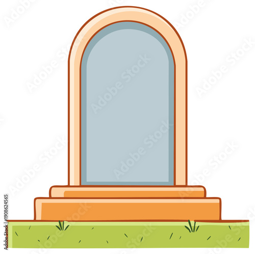 Illustration of a Cartoon Tombstone on Green Grass