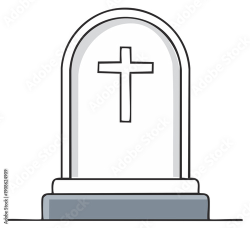 Stylized gravestone illustration with cross emblem for cemetery memorials.
