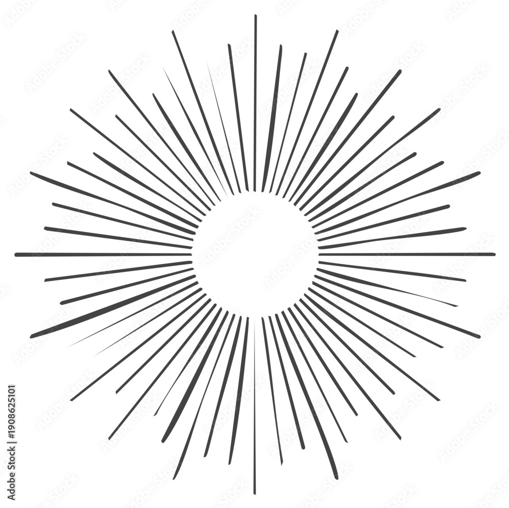 Obraz premium Abstract Sunburst Radiating Lines Energetic Graphic Element