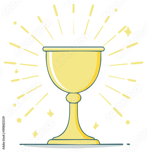Radiant Golden Chalice Symbolizing Success, Achievement, and Victory Illustration