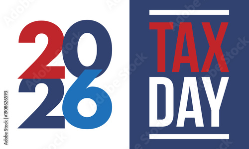 National Tax Day in the United States. Federal tax filing deadline. Day on which individual income tax returns must be submitted to the government. American patriotic poster. Vector illustration