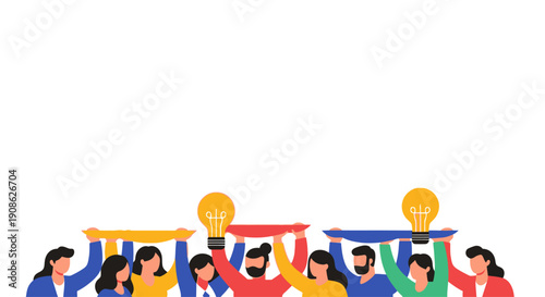 Diverse Team Holding Light Bulbs Symbolizing Ideas and Innovation