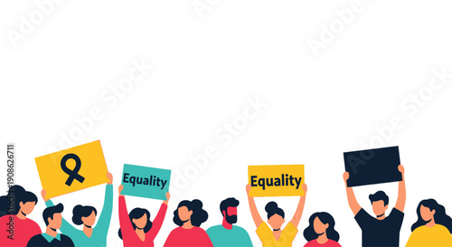 Diverse Crowd Protesting for Equality and Rights