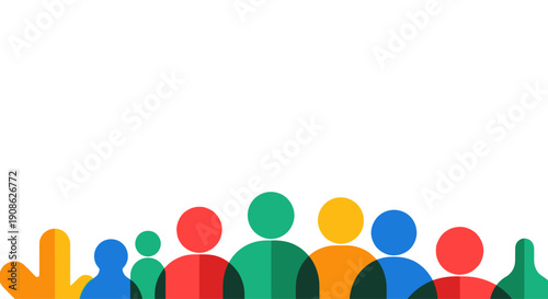 Diverse group of colorful people icons standing together, community concept, flat design