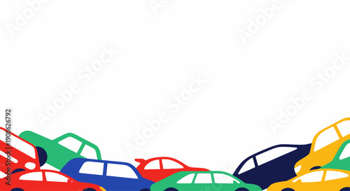 Colorful Cars Traffic Jam Illustration