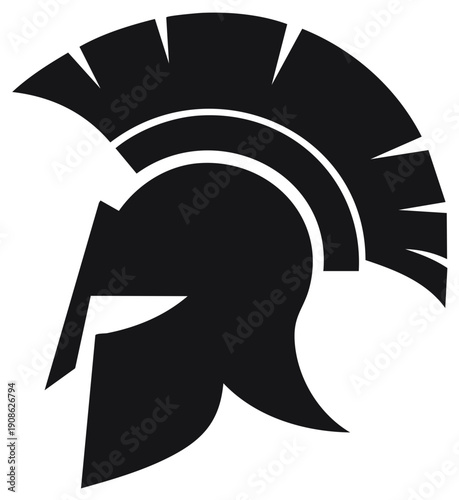 Ancient Spartan Warrior Helmet Silhouette Symbol of Strength and Military Power