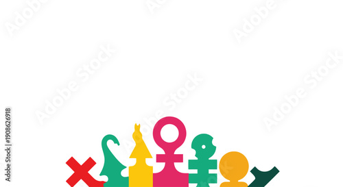 Diverse Figures and Symbols Representing Gender and Equality