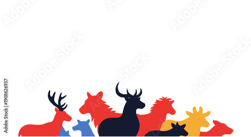 Colorful Animal Silhouettes Collection - Farm, Forest & Wild Creatures