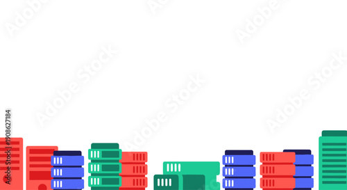 Server Racks and Data Storage - Modern Flat Illustration with Copy Space